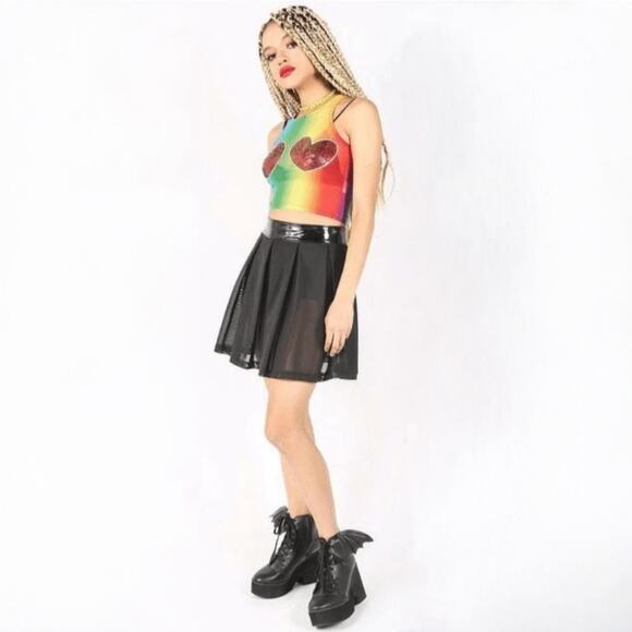 NWT Iron Fist Somewhere Rainbow Crop Tank - Picture 2 of 9